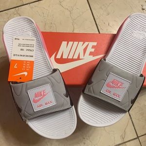 NIKE AIR MAX PINK GRAY SLIDES SZ 7 W NWT